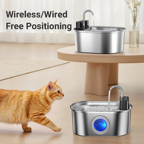 ROJECO Smart Wireless Pet Water Fountain (Stainless Steel)